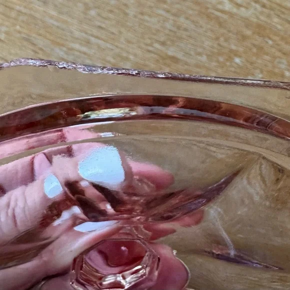 Vintage Pink Depression Glass Octagonal Covered Dish - Art Deco Candy Jar - Picture 7 of 7